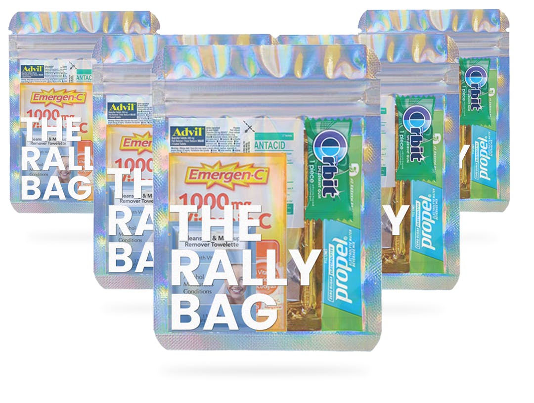 Featured photo from Rally Bag Hangover Kits