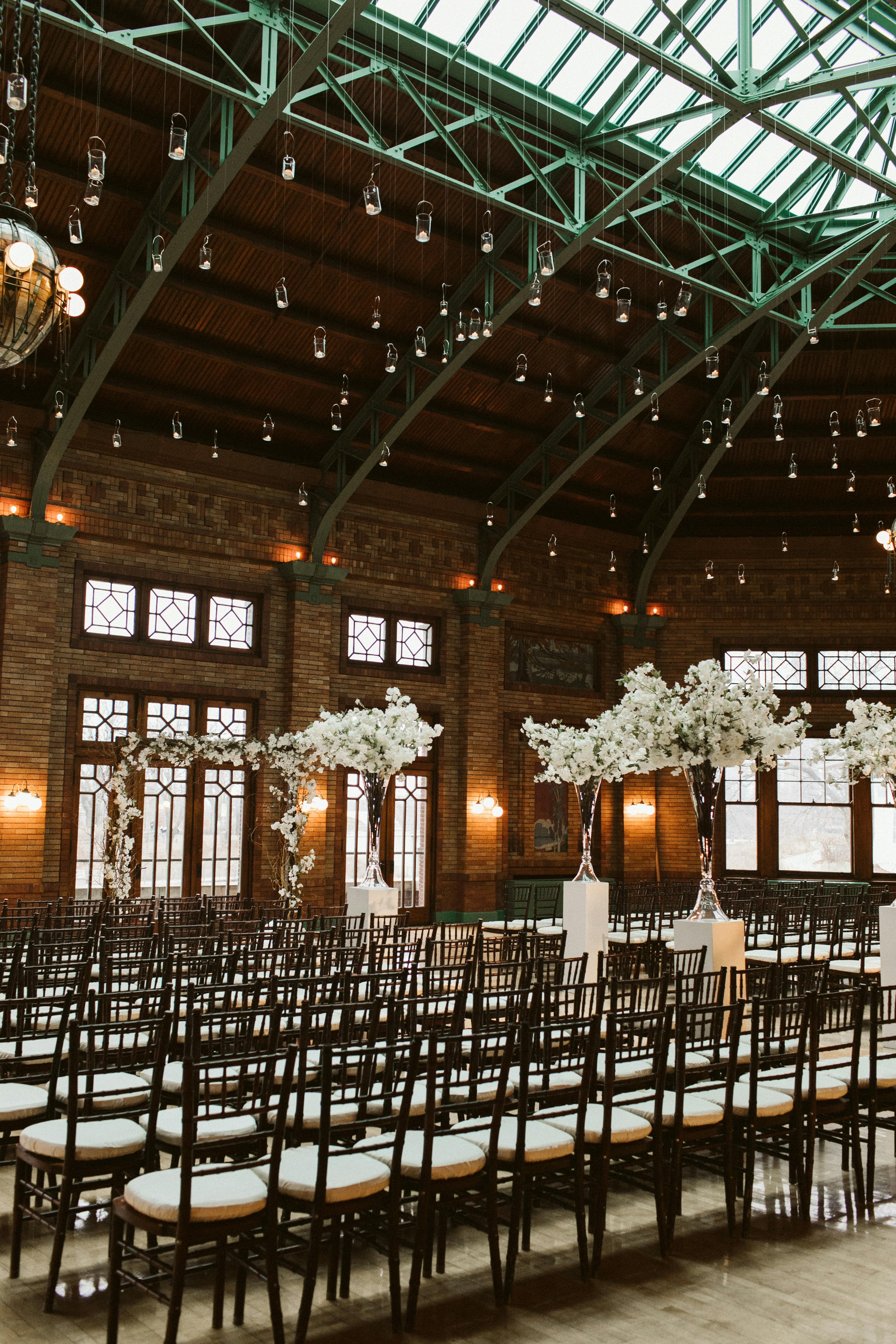 All White Winter Wedding in Chicago, IL Cafe Brauer at