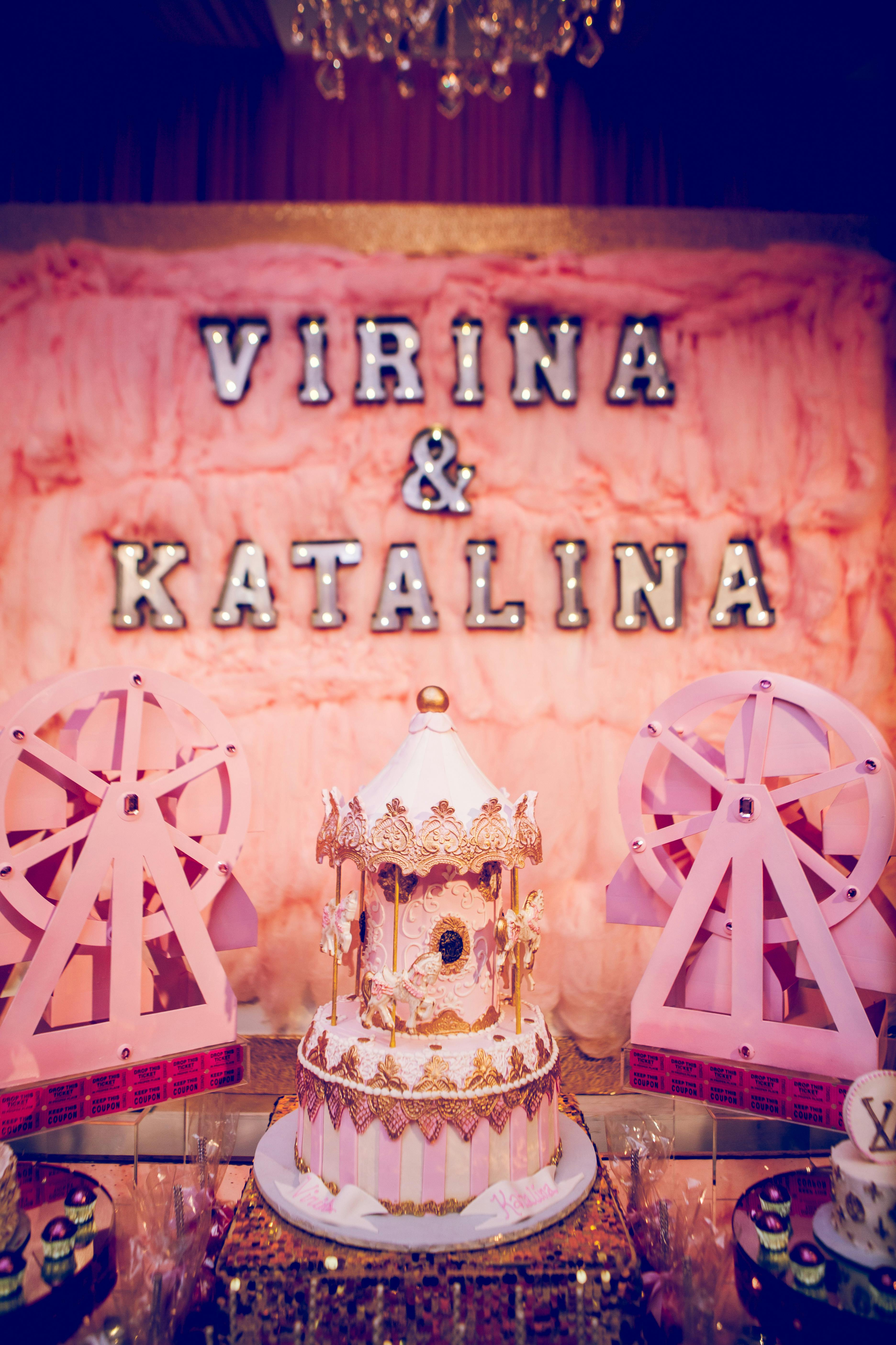 chic carnival twin birthday celebration