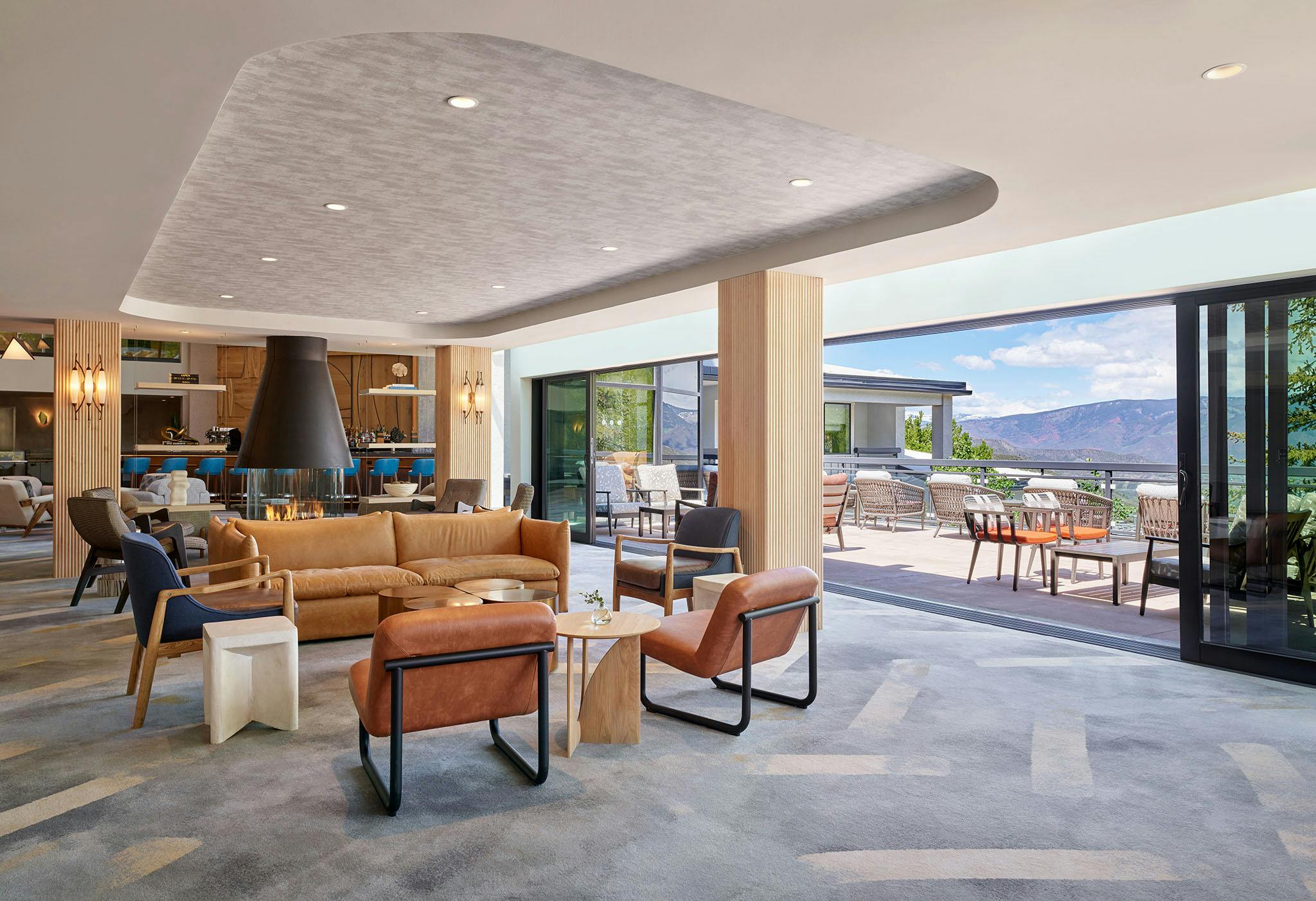 Lobby Bar Patio Viewline Resort Snowmass, Autograph Collection