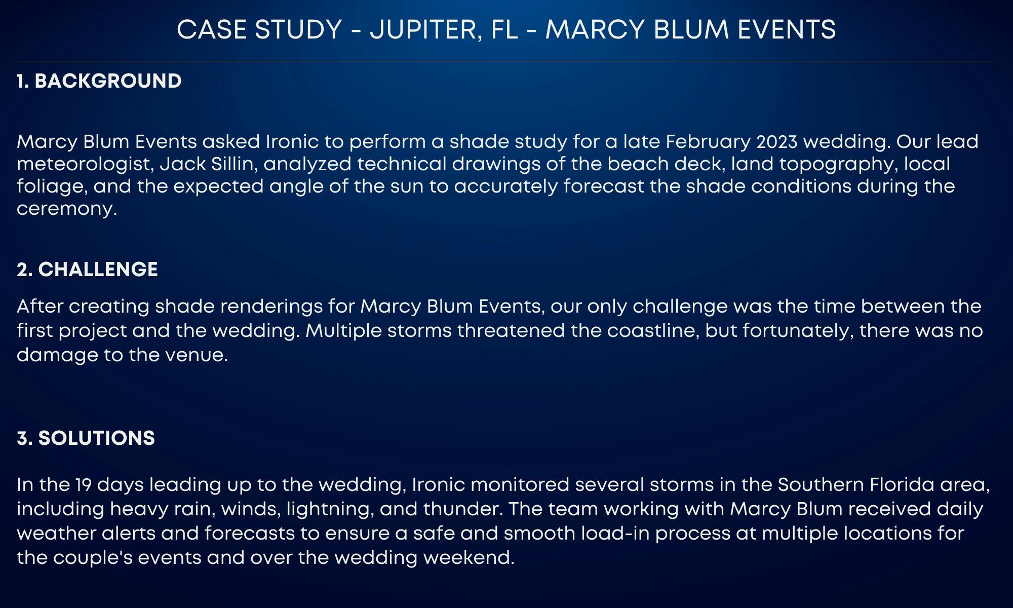 Marcy Blum Jupiter, FL Ironic Reports PartySlate