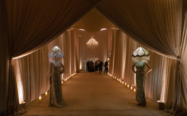Featured photo from Custom Luxury Wedding Reception with Lampshade Ceiling Installation and Disco After Party
