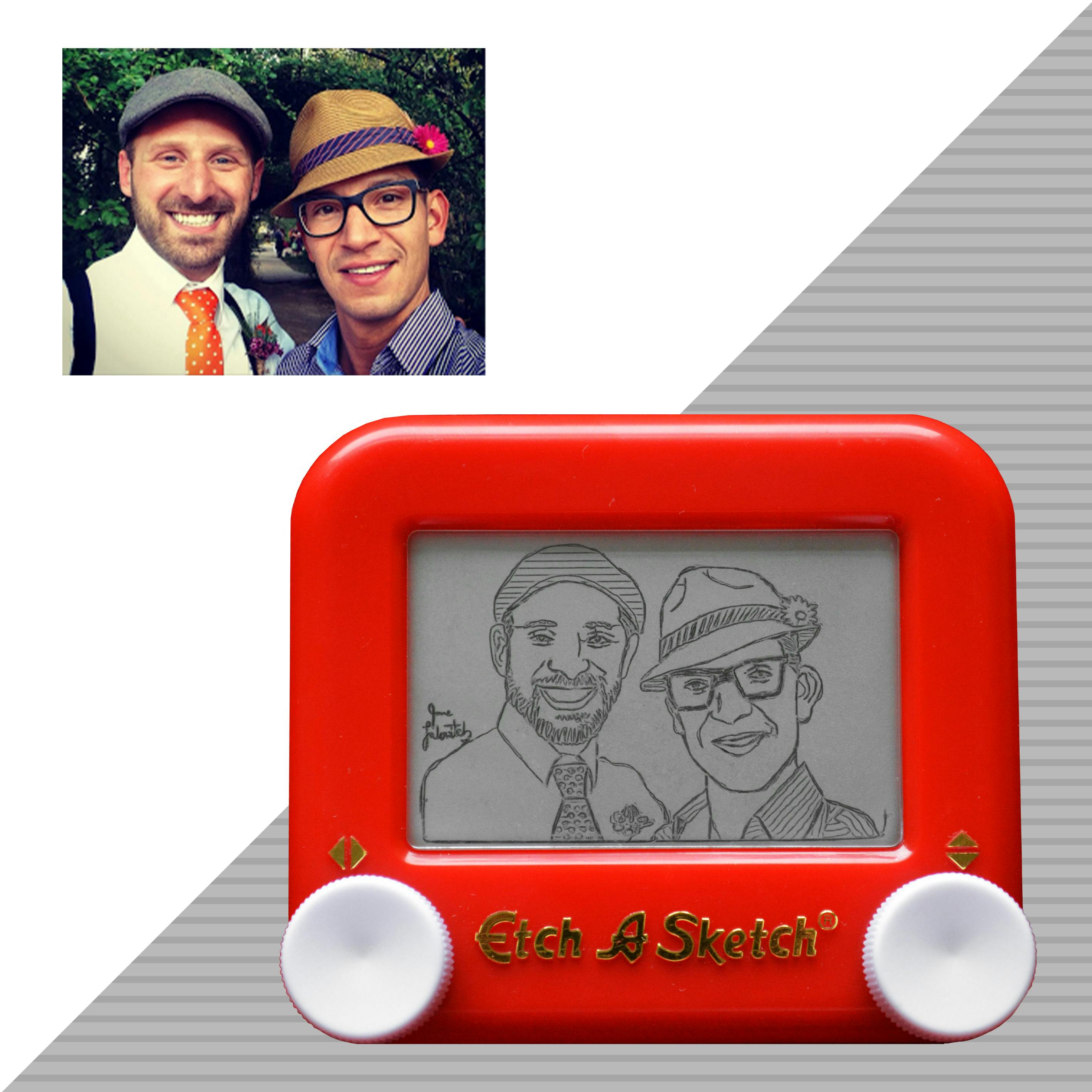 Etch A Sketch portraits with reference photos Princess Etch PartySlate