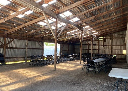 Tall Barn, an event space at Liberty Prairie, Farm & Gardens