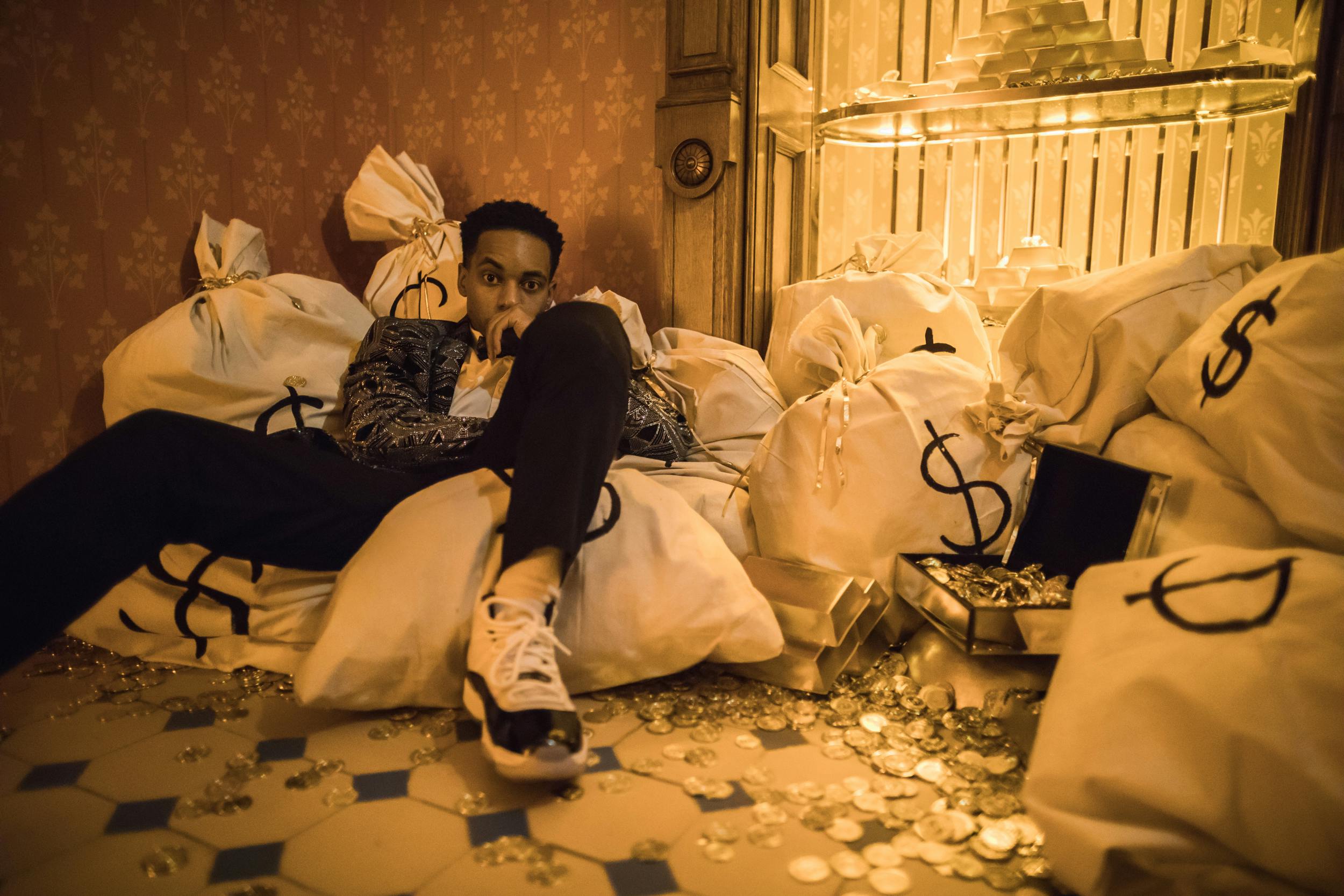 a bank robbery staged Instagram photo op