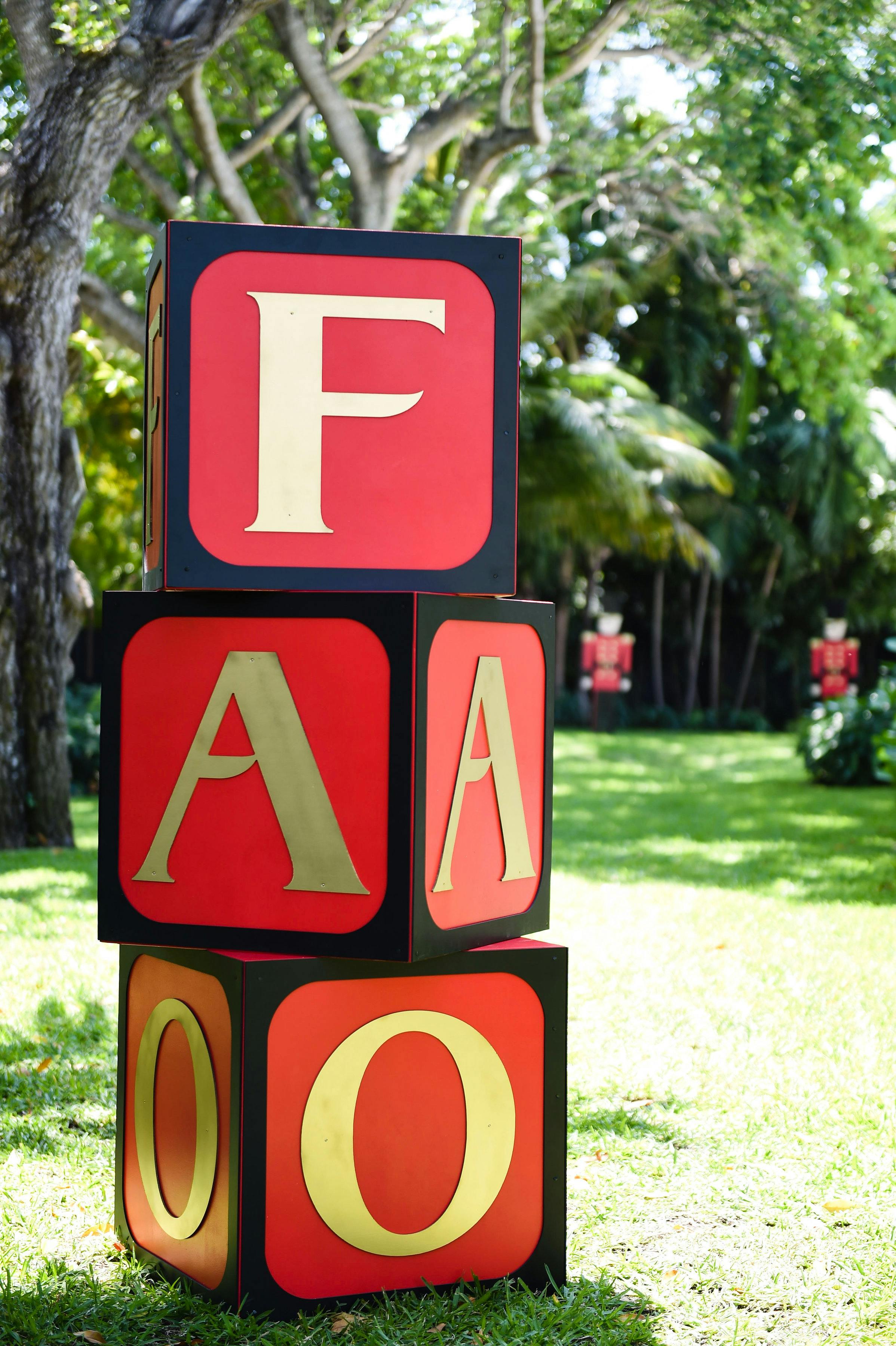 Red letter blocks with letters FAO | PartySlate